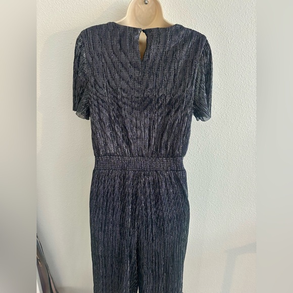 Banana Republic Wide Leg Jumpsuit NWT Navy Silver Shimmer Cocktail Party Sz M - Picture 11 of 13